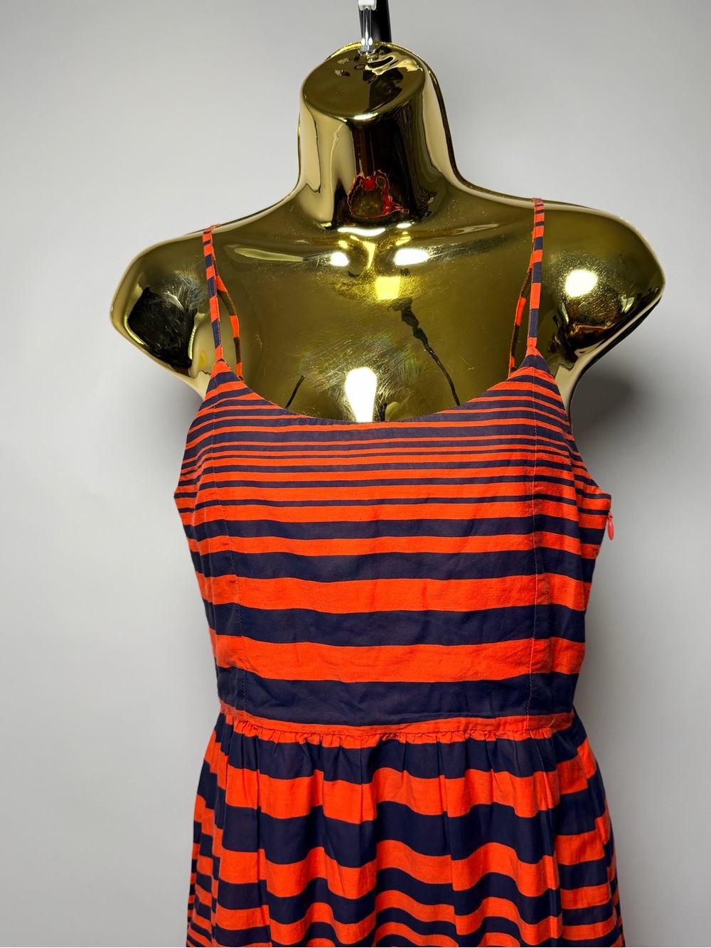 Gap Striped Maxi Dress Size 0 Orange and Navy Spaghetti Strap Fit Flare Long - Picture 11 of 11